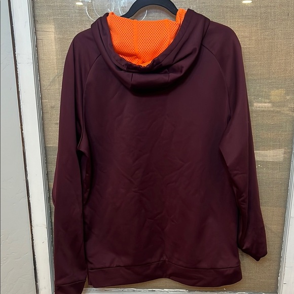 Nike Men's Maroon Hoodie with Orange Logo - Picture 3 of 4